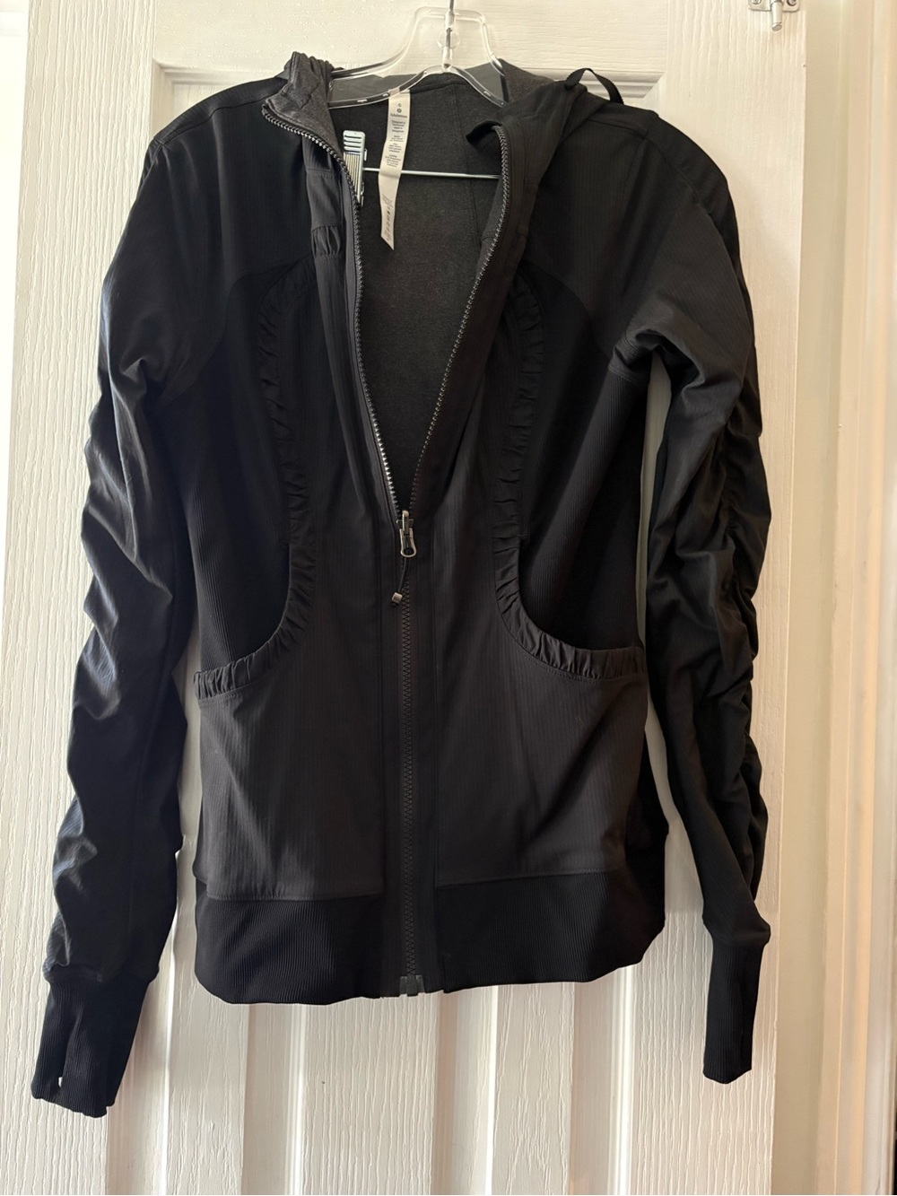 lululemon athletica Black Hooded Zip Bomber Jacket
